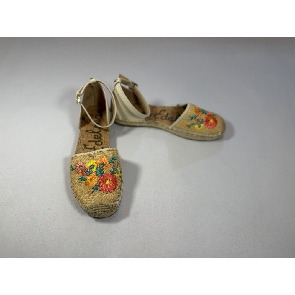 Sam Edelman Jamie 2 Espadrille Flats 8M Floral Embroidered Raffia - Picture 7 of 12
